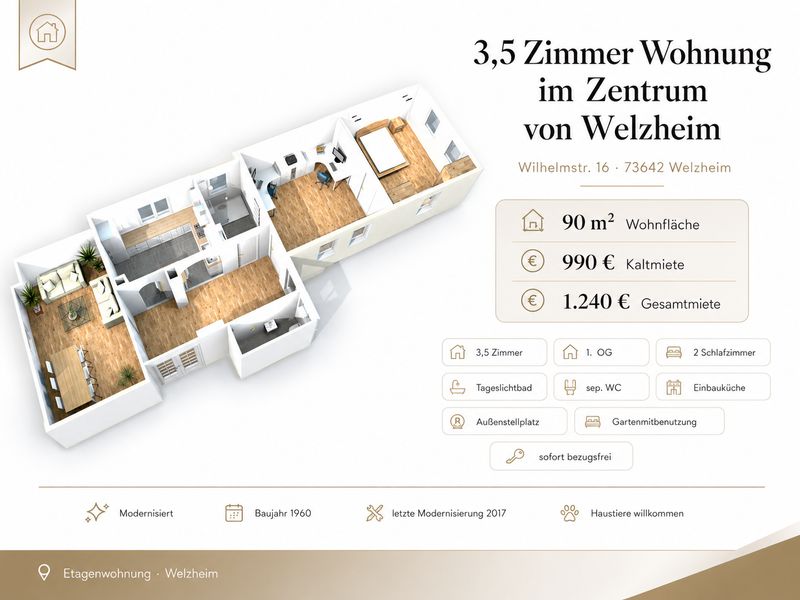 3,5 Zimmer Wohnung im Zentrum von Welzheim